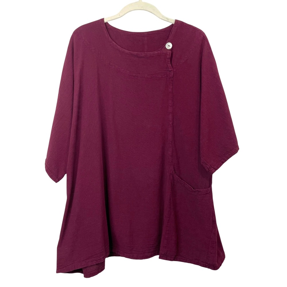 Oh My Gauze! Cotton top blouse Size 1 S/M beet red lagenlook boho
